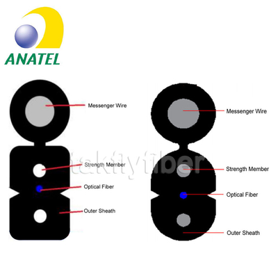 ANATELによって承認される1C 2C 4C G657A平らなFTTHのドロップ・ケーブルGJYXCHの鋼線の平らな低下繊維ケーブル