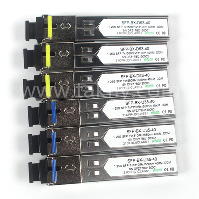 1.25G SFP BIDI オプティカルトランシーバーモジュール Tx1310/Rx1550nm 40KM SMF DDM LC CISCO JUNIPER HUAWEI コンパティブル
