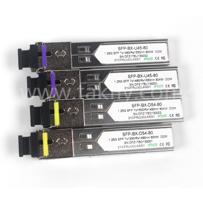 1.25G SFP BIDI Tx1550/Rx1490nm 80KM SMF DDM LC CISCO JUNIPER HUAWEI コンパティブル SFP オプティカルトランシーバーモジュール