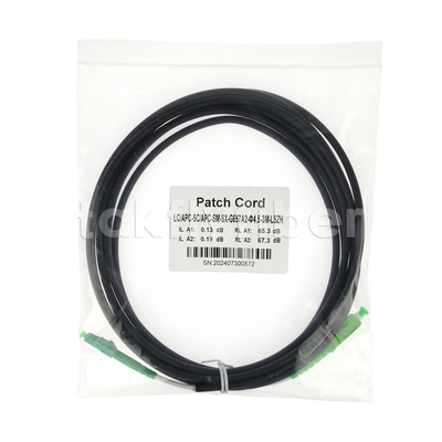 テレコムグレード CPR Dca 認定 4.5mm ダブルシェルツ 光ファイバーパッチコード SM G657AB3 LSZH ブラックジャケット SCAPC から LCAPC
