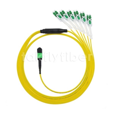 12F MPO-6x LC APC DX Uniboot SM ニッケル袖3.0mm直径の光ファイバーパッチコード