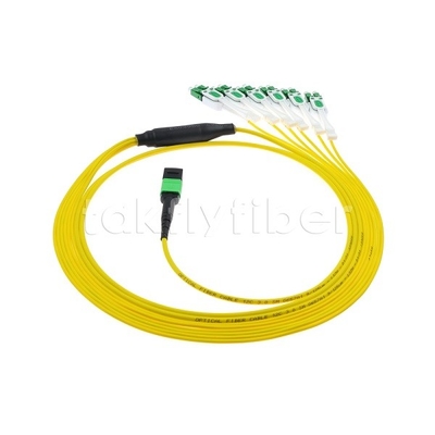 12F MPO-6x LC APC DX Uniboot SM ニッケル袖3.0mm直径の光ファイバーパッチコード