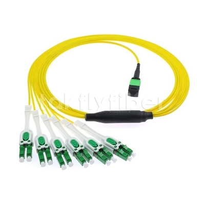 12F MPO-6x LC APC DX Uniboot SM ニッケル袖3.0mm直径の光ファイバーパッチコード