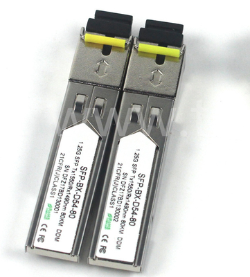 BIDI 1.25 G SFPトランシーバー Tx1550/Rx1490nm 80KM SMF DDM LC CISCO JUNIPER HUAWEI コンパティブル