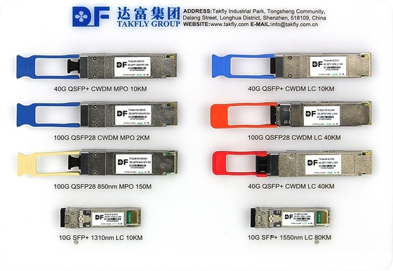 クライアント側 100Gbps 10KM QSFP28 LR4 と DDM トランシーバー 高電力ファイバー 長さ 1m テレコム接続