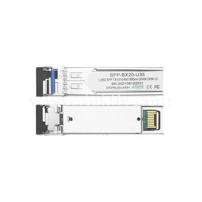 SFP 1.25gbps 20km LC Reach Tx1310nm/Rx1550nm データセンター FTTX用のバイダイレクト光学トランシーバー