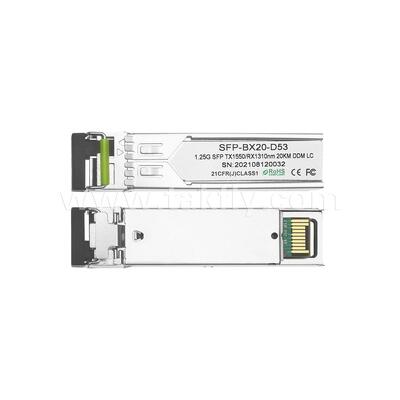 SFP 1.25gbps 20km LC Reach Tx1310nm/Rx1550nm データセンター FTTX用のバイダイレクト光学トランシーバー