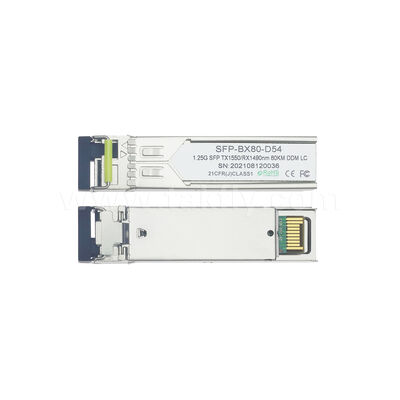 SFPトランシーバモジュール 1.25Gbps 80km LC 到達 Tx1490nm/Rx1550nm SFP 双方向 データセンター FTTH FTTX用