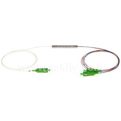 Fiber Optic PLC Splitter 0.9mm colored outlets Mini Steel Tube SC APC/UPC for Data Center Telecom FTTX