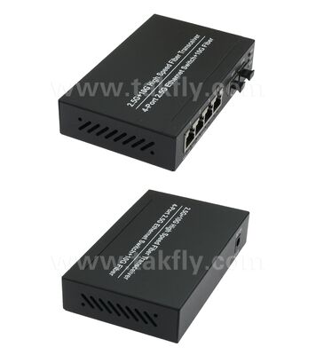 2.5G 2ポートファイバー 4ポート銅エスネットスイッチ 10Gアップリンクとファンレス金属ハウジングで高速ネットワーク拡張