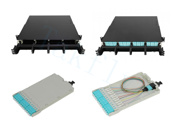 1U 144C 高密度MPOパッチパネル 12カセット,MPOからLC変換,SAN/LAN/データセンターのために事前終了