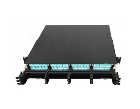 1U 144C 高密度MPOパッチパネル 12カセット,MPOからLC変換,SAN/LAN/データセンターのために事前終了