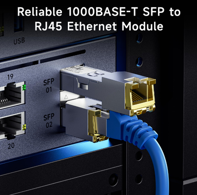 RJ45 ギガビット SFP モジュール 1000BASE-T 銅型SFPトランシーバー 1.25Gbps 低EMI
