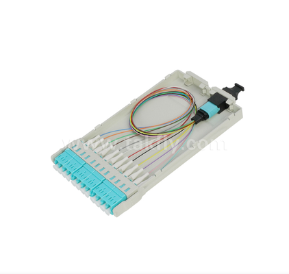 MPO/MTP から LC 終端済みカセット モジュール – 12 コア、LC デュプレックス フロント パネル、MPO リア アダプタ、高密度データ センター ケーブル接続用のプラグ アンド プレイ