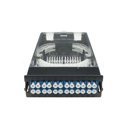 前置きカセットモジュール TK‐HRM‐04, 12C/24C,デュアルモード:LCピッグテール・フュージョンまたはMPO‐LCカセット管理,データセンターケーブル配線のためのプラグアンドプレイ