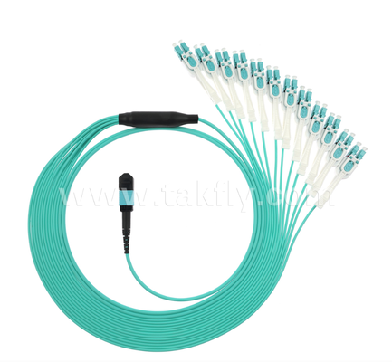 MPO/MTP to LC Uniboot Breakout Patch Cord OM3 マルチモード,高密度,極度逆転可能 40G/100G データセンター