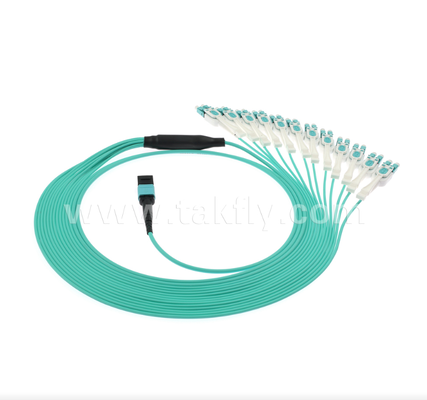 MPO/MTP to LC Uniboot Breakout Patch Cord OM3 マルチモード,高密度,極度逆転可能 40G/100G データセンター