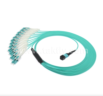 MPO/MTP to LC Uniboot Breakout Patch Cord OM3 マルチモード,高密度,極度逆転可能 40G/100G データセンター