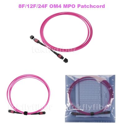 40GB 50/125MM OM4 MPO繊維のトランクは3.0mmのタイプBのすみれ色の女性をケーブルで通信する
