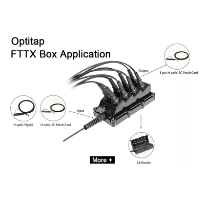 1x8ディバイダーのOptiTapのコネクターのドロップ・ケーブルの誘電体/TonableケーブルMST箱、8左舷OptiTapの接合箇所の閉鎖
