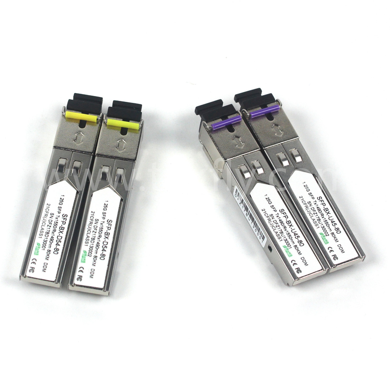 1.25G SFP BIDI オプティカルトランシーバーモジュール Tx1490/Rx1550nm 80KM SMF DDM LC CISCO JUNIPER HUAWEI互換性