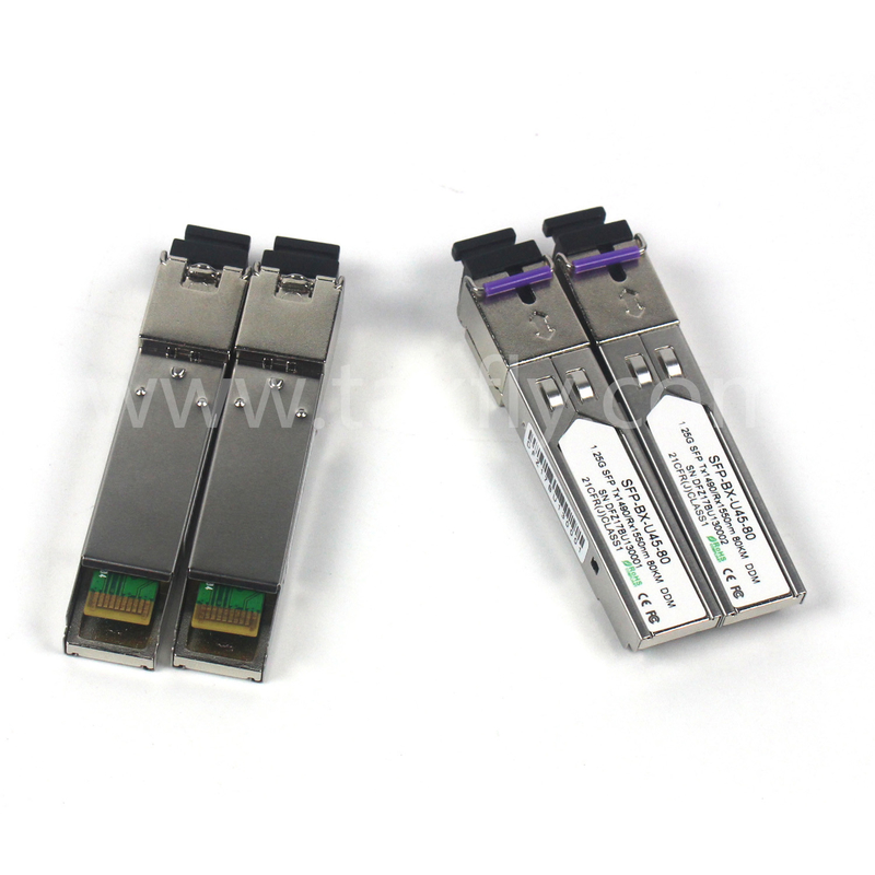 1.25G SFP BIDI Tx1550/Rx1490nm 80KM SMF DDM LC CISCO JUNIPER HUAWEI コンパティブル SFP オプティカルトランシーバーモジュール