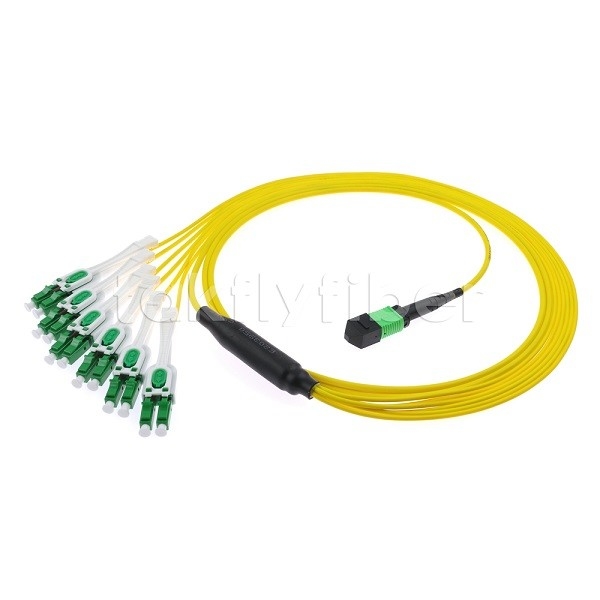 12F MPO-6x LC APC DX Uniboot SM ニッケル袖3.0mm直径の光ファイバーパッチコード