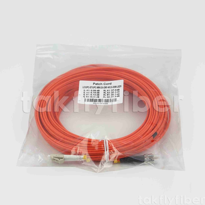 ST から LC OM1 OM2 光ファイバーデュプレックスパッチコード 3.0mm LSZH オレンジジャケット