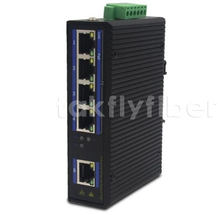 工業級 PoE スイッチ 4 ポート 10/100Mbps PoE + 1 ポート 10/100Mbps イーサネット