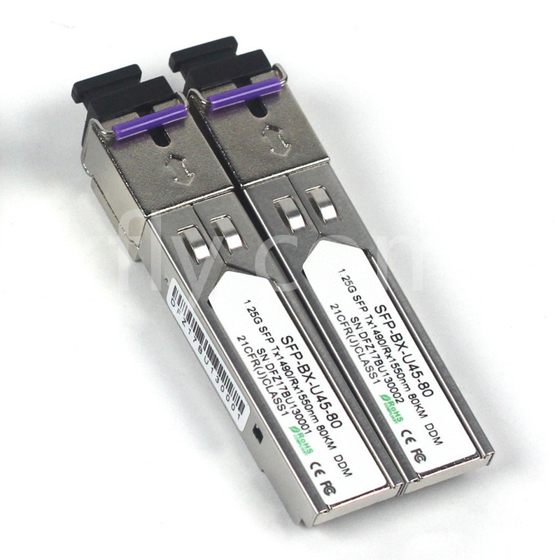 1.25G SFP BIDI モジュール Tx1490/Rx1550nm 80KM SMF DDM LC CISCO JUNIPER HUAWEI コンパティブル