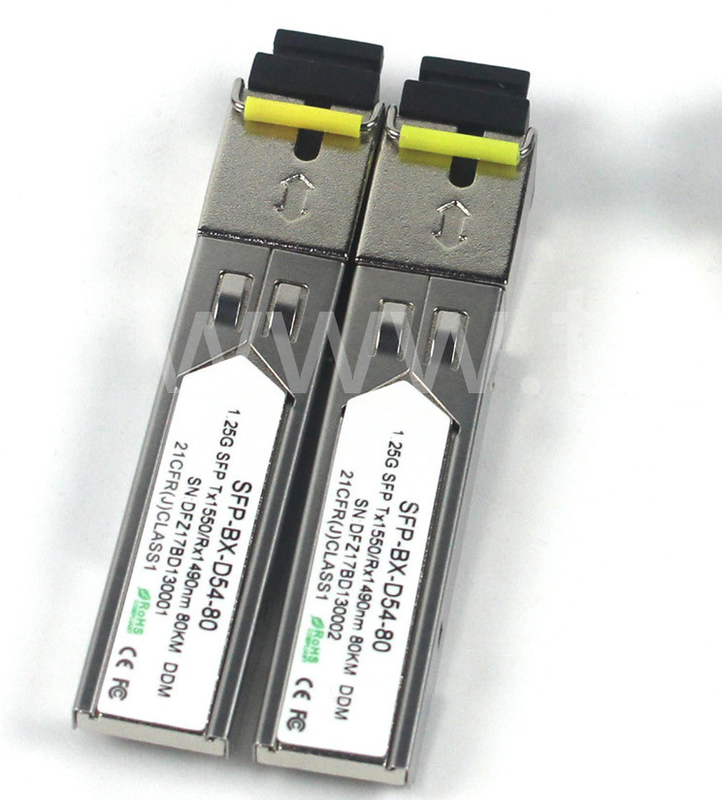 BIDI 1.25 G SFPトランシーバー Tx1550/Rx1490nm 80KM SMF DDM LC CISCO JUNIPER HUAWEI コンパティブル