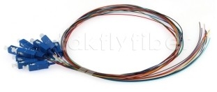 テレコムグレード0.9mm 12色光ファイバーパグテイルSC/UPCコネクタオレンジ色