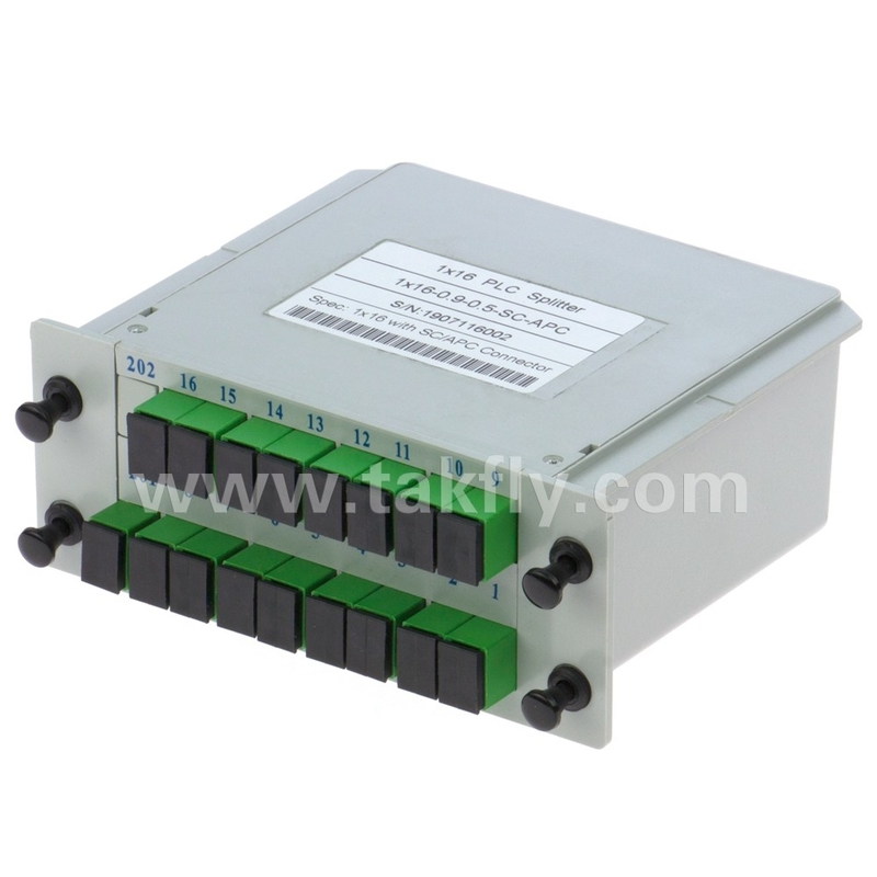 高信頼性と安定性 FTTX Gpon 1*16 シングルモード G657A1 ファイバーキャセット型 LGX PLC スプリッターと Sc/APC コネクタ