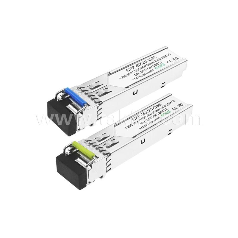 SFP 1.25gbps 20km LC Reach Tx1310nm/Rx1550nm データセンター FTTX用のバイダイレクト光学トランシーバー