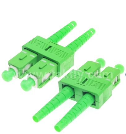 SC/APC 光ファイバーコネクタ,グリーンハウジング 8°アングルポーチコネクタ,低バック反射 高精度SC APCシンプレックスアダプタ FTTH CATV オプティカルネットワーク
