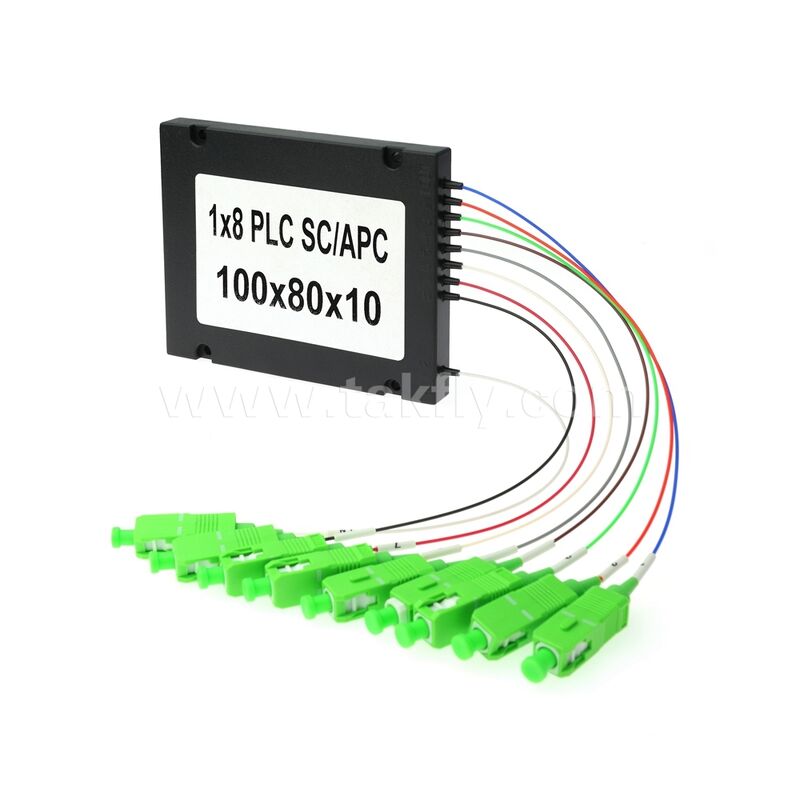 PLC ファイバー スプリッター – 900μm ABS ボックス、SM G657A1、SC/APC、PON ネットワークでの光信号の結合および分配用