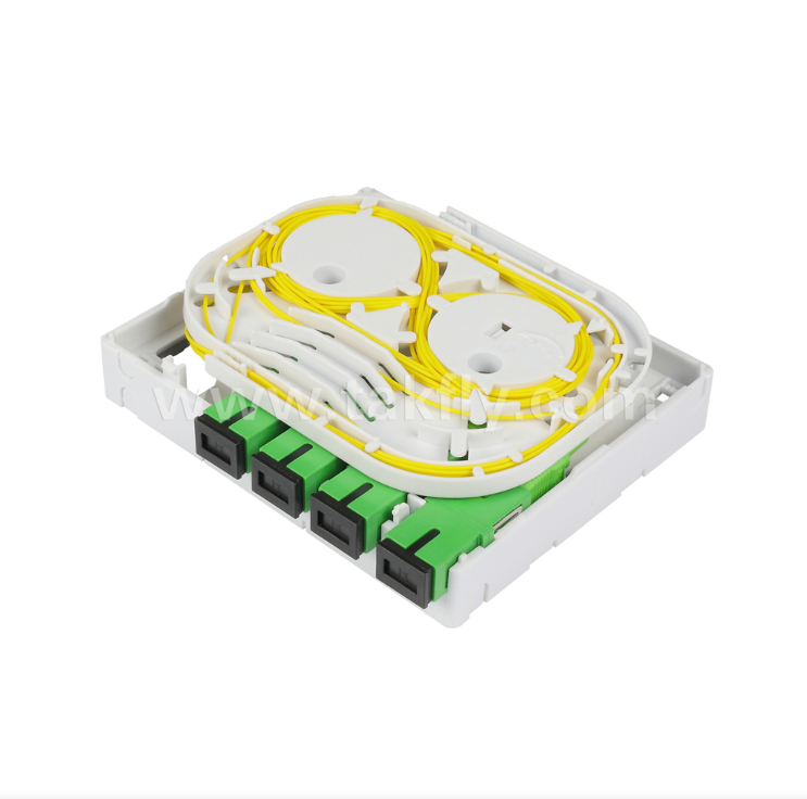 TKS-1806-04D FTTH光ファイバー終端ボックス – デスク/壁掛け、4ポート、屋内、融着接続＆ケーブル管理対応