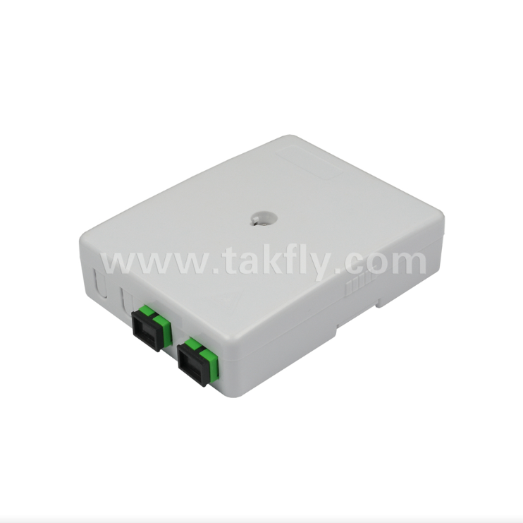 TKS-1806-02E 2ポート壁掛けボックス – FTTH向け機械的保護と光ファイバー管理