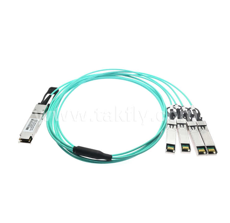 40G QSFP+から4x10G SFP+ アクティブ光ケーブル – ブレークアウト、4チャンネル全二重、VCSEL、ホットプラグ対応
